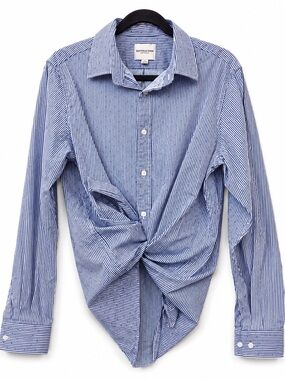 Scotch & Soda Men's Blue and White Striped Dress Shirt